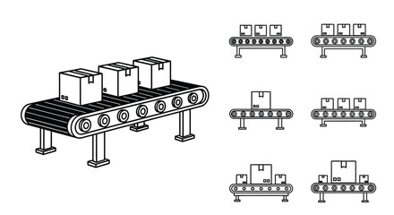 Conveyor belt systems moving cardboard boxes in an industrial setting