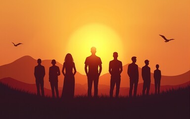 large group of people silhouettes set 6. High quality