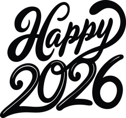 Obraz premium Happy 2026 in elegant cursive lettering