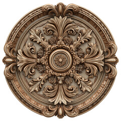 Carved wooden wall medallion, high quality, professional stock photo, realistic details, transparent background