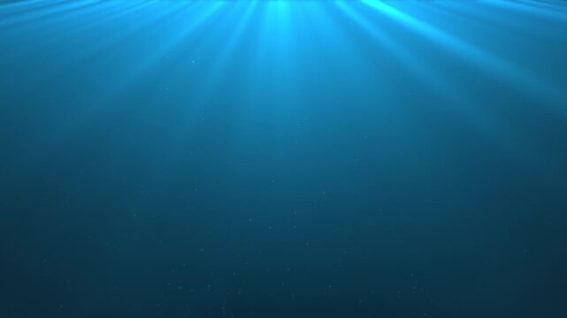 Light rays from top with floating flying glitter particles. Ambient effect animation for atmospheric videos or underwater deep sea scenes. 4k animation video