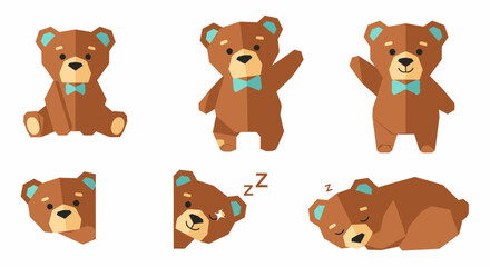 Adorable collection of cartoon teddy bears in various poses and expressions.