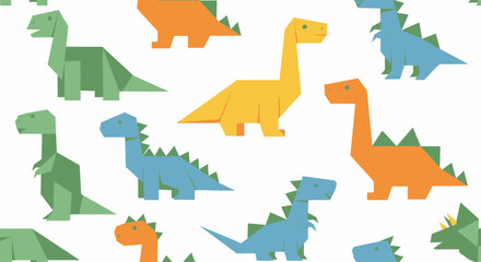 Colorful Geometric Dinosaur Pattern for Childrens Design. © amirhamzaaa