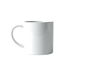 Simple white ceramic mug on a black background