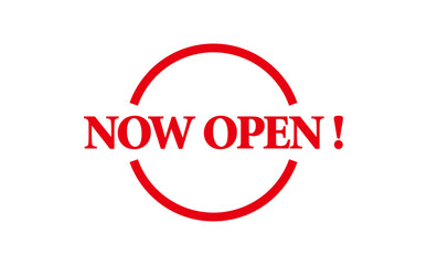 NOW OPEN ! - Red Rubber Stamp With text NOW OPEN !
