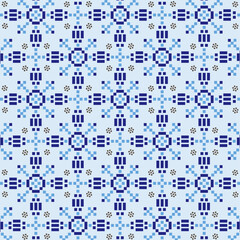 インドネシアの伝統模様「TJEBONG NGLANGI」　シームレス　ベクター　幾何学　壁紙　布　紙　青色　寒色系　古典　Batik　nitik　織物みたいな