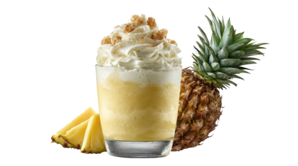Tropical pineapple drink with fresh fruit garnish sweet pineapple beverage chilled and garnished