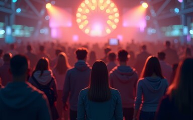 a large group of people standing in a crowd, generative AI. High quality