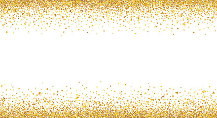 Golden glitter border, festive confetti frame, elegant celebration background, luxury sparkle design, white center space, invitation template, party announcement layout