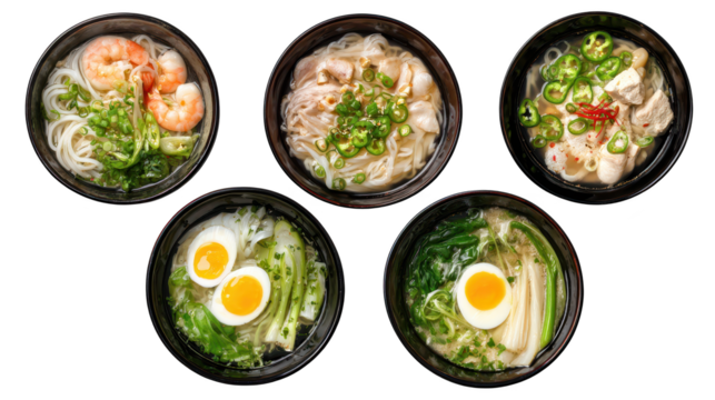 Black table displays multiple bowls filled with food bowls of varied food items arranged on dining table