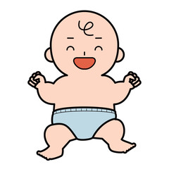 満面の笑みのおむつ姿の赤ちゃん