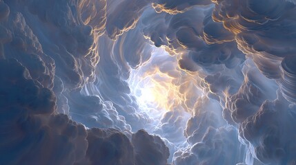 Enter a realm of ethereal beauty and divine light, where swirling clouds form a celestial gateway to endless possibilities and inspiration.