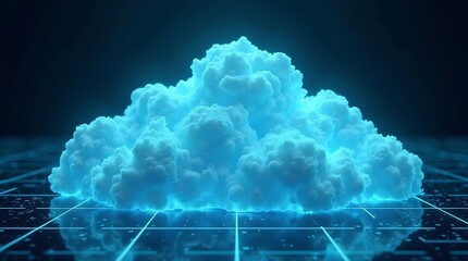 Abstract Cloud Formation over a Digital Grid Data and Connectivity Illustration
