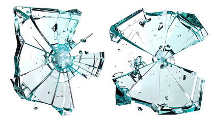 Smashed, shattered glass, circular impact, translucent, black back