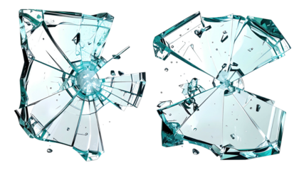Smashed, shattered glass, circular impact, translucent, black back