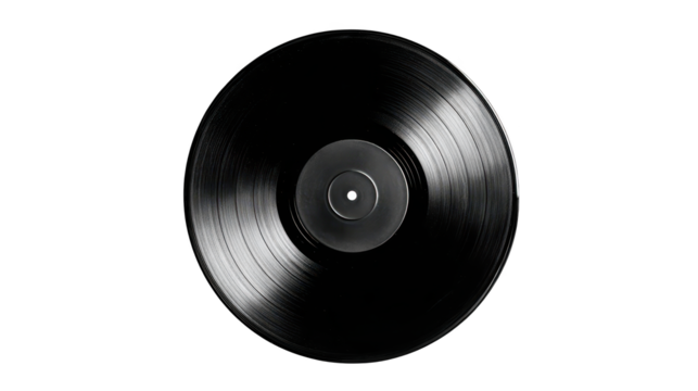 Black record features contrasting white disc vintage vinyl record displays prominent white central label