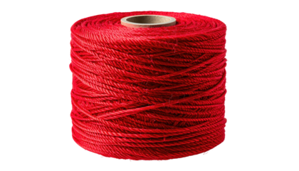Bright red thread spool, tightly wound and ready for use
