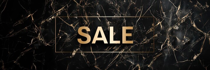 Elegant black friday cyber monday sale event banner on marble background. Horizontal banner. Copy space. Holiday shopping