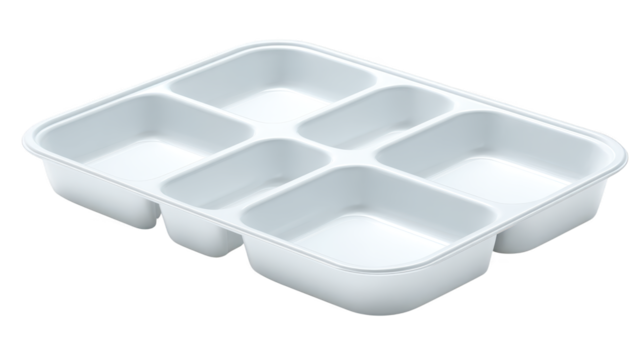 White plastic tray features four distinct compartments tray provides organized storage with its partitioned design