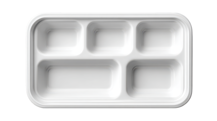 White plastic tray offers six compartments for storage organizing small items is easy with this compartmentalized tray