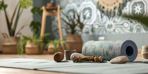 Yoga Mat and Accessories for Fitness and Meditation, 
