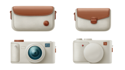 Vintage camera with leather protective case compact camera encased in its robust leather cover