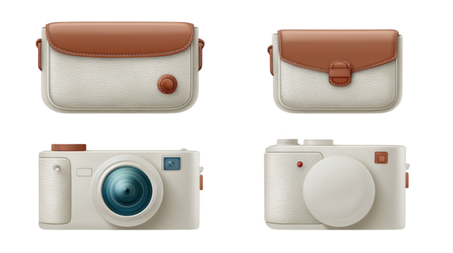 Vintage camera with leather protective case compact camera encased in its robust leather cover
