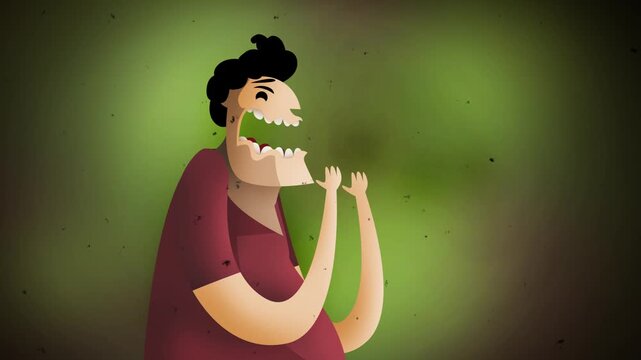 man with stomach problem burping