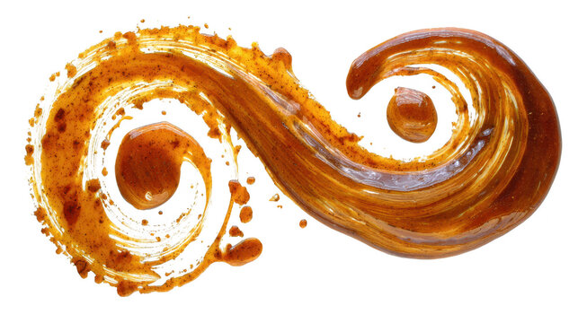 Caramel swirl captures delicious motion golden brown liquid flows in graceful curves