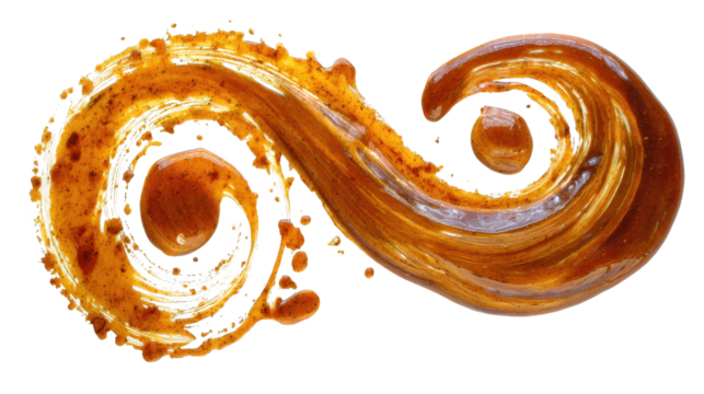 Caramel swirl captures delicious motion golden brown liquid flows in graceful curves