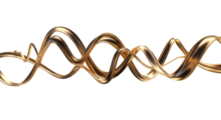 Golden abstract spiral line isolated on transparent background
