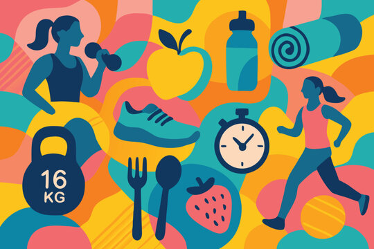 Healthy Lifestyle and Fitness Elements Collection - Powered by Adobe