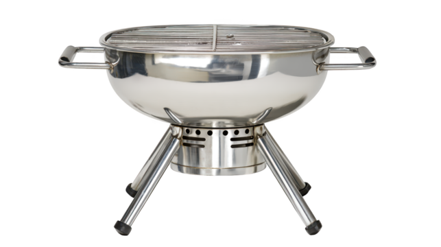 Stainless steel grill on black background barbecue grill crafted from shining stainless steel