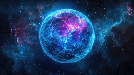 The background radiation of the cosmos  rendered as a tangible, shimmering, speckled sphere, containing the faint echo of the Big Bang, beautiful, abstract astrophotography. -