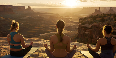 Woman Practicing Yoga on a Rock, Outdoor Yoga Pose Amid Nature, Serene Yoga Session on Rocky Terrain