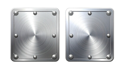 Fototapeta premium Two metal squares with rivets and a radial texture