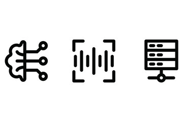 AI Data Icons - Cloud Computing, Signal, Database