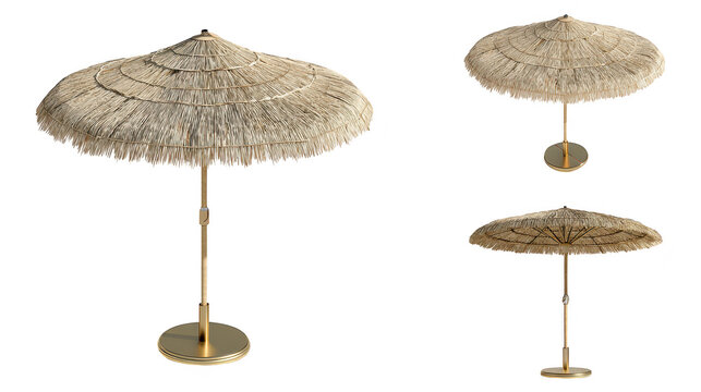 Three umbrellas rest on stand ready for use stand displays three colorful umbrellas neatly arranged - Powered by Adobe