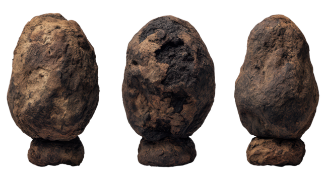 Three large rocks stand prominently on black ground three substantial rocks occupy space on dark canvas