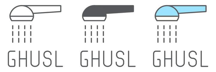 Ghusl icon, hygienic and islam, arabic shower sign, vector graphics, a linear pattern on a white background editable stroke