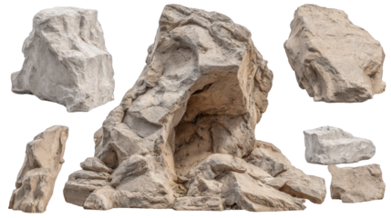 Rock formation against dark backdrop striking geological feature stands prominently on black ground