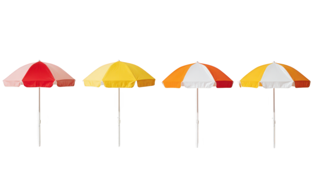 Four colorful umbrellas stand together brightly colorful umbrellas are positioned each with unique hue