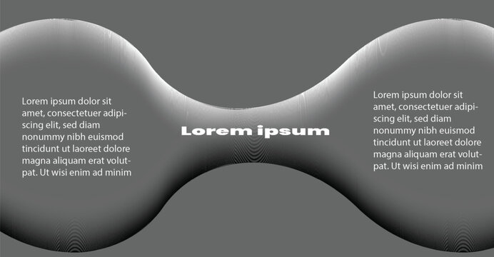 Abstract gray graphic with two rounded shapes connected by a central area containing text.