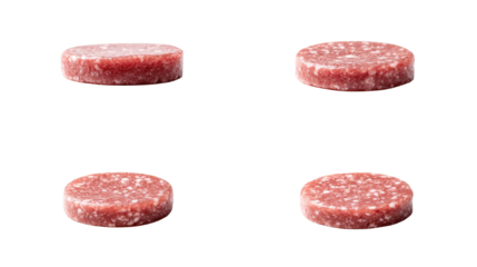 Four meat slices resting on dark background succulent meat portions four slices arranged on black surface