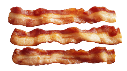 Crispy bacon strips rest on a sleek black background cooked bacon strips provide a savory visual against dark
