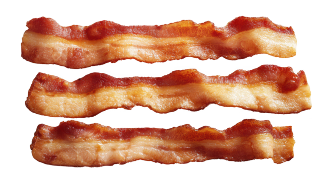Crispy bacon strips rest on a sleek black background cooked bacon strips provide a savory visual against dark