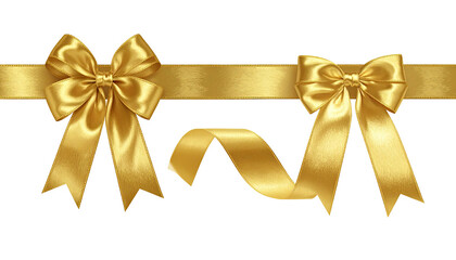 Two golden silk bows on a matching ribbon