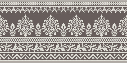 Vintage ethnic pattern with floral and geometric elements in seamless elegant design creating beautiful decorative pattern