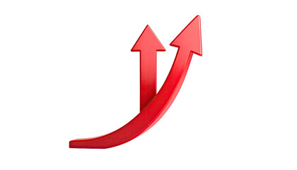 Two red arrows, one straight, one curved, both pointing upward
