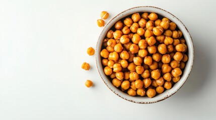 Fototapeta premium Roasted Chickpeas in a Bowl on a Clean White Background